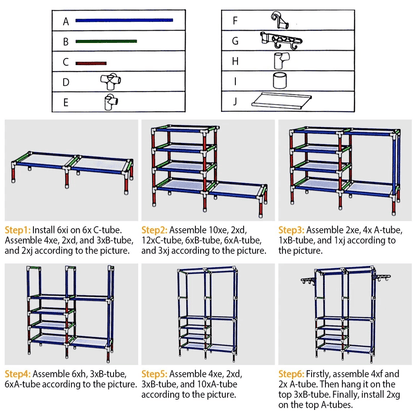 Heavy Duty Closet System Freestanding Wardrobe Organizer With Shoe Storage  Garment Rack Clothes Ha 6