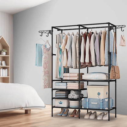 Heavy Duty Closet System Freestanding Wardrobe Organizer With Shoe Storage  Garment Rack Clothes Ha 1