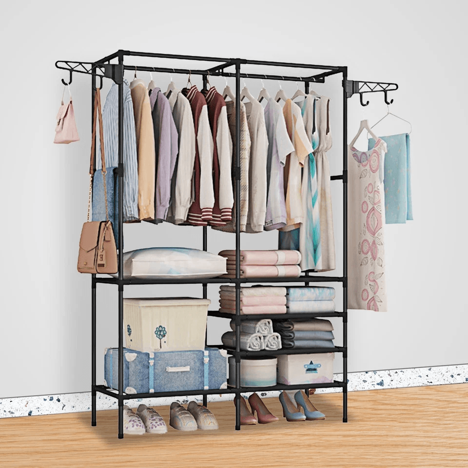 Heavy Duty Closet System Freestanding Wardrobe Organizer With Shoe Storage  Garment Rack Clothes Ha 2
