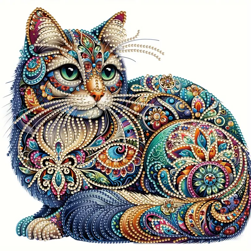 Cat Pattern Diamond Painting Kit, DIY 5D Special Shape Crystal Mosaic Art Craft
