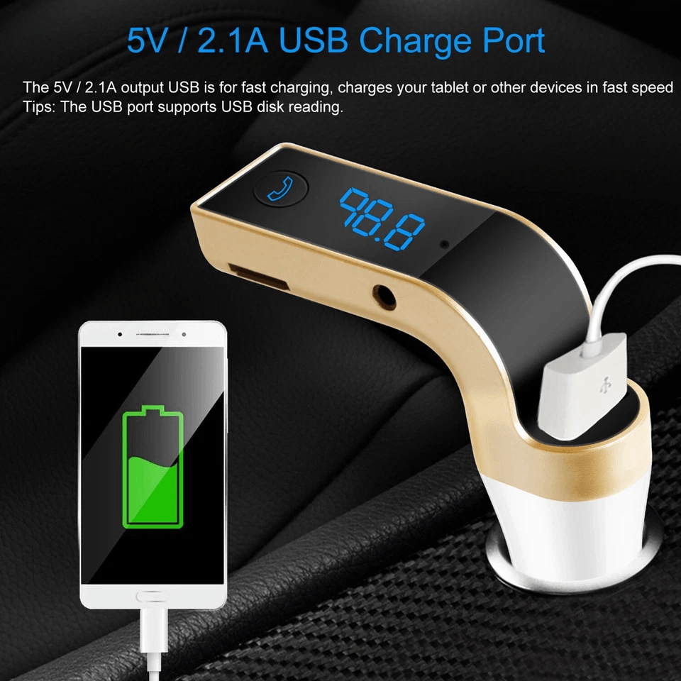 Bluetooth Wireless Car AUX Stereo Audio Receiver FM Adapter With USB Charger Audio Streaming  Hands 1