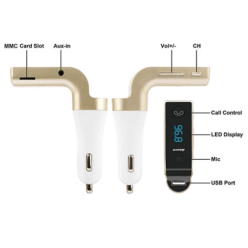 Bluetooth Wireless Car AUX Stereo Audio Receiver FM Adapter With USB Charger Audio Streaming  Hands 5