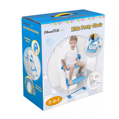 Baby Kid Training Toilet Potty Trainer Seat Chair with Toddler Ladder Step Up Stool Adjustable, Foldable for Boys, Girls