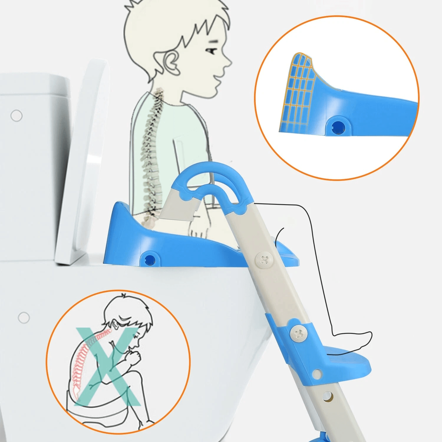 Baby Kid Training Toilet Potty Trainer Seat Chair With Toddler Ladder Step Up Stool Adjustable Fold 13