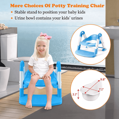 Baby Kid Training Toilet Potty Trainer Seat Chair With Toddler Ladder Step Up Stool Adjustable Fold 14