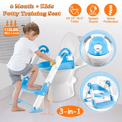 Baby Kid Training Toilet Potty Trainer Seat Chair With Toddler Ladder Step Up Stool Adjustable Fold 1
