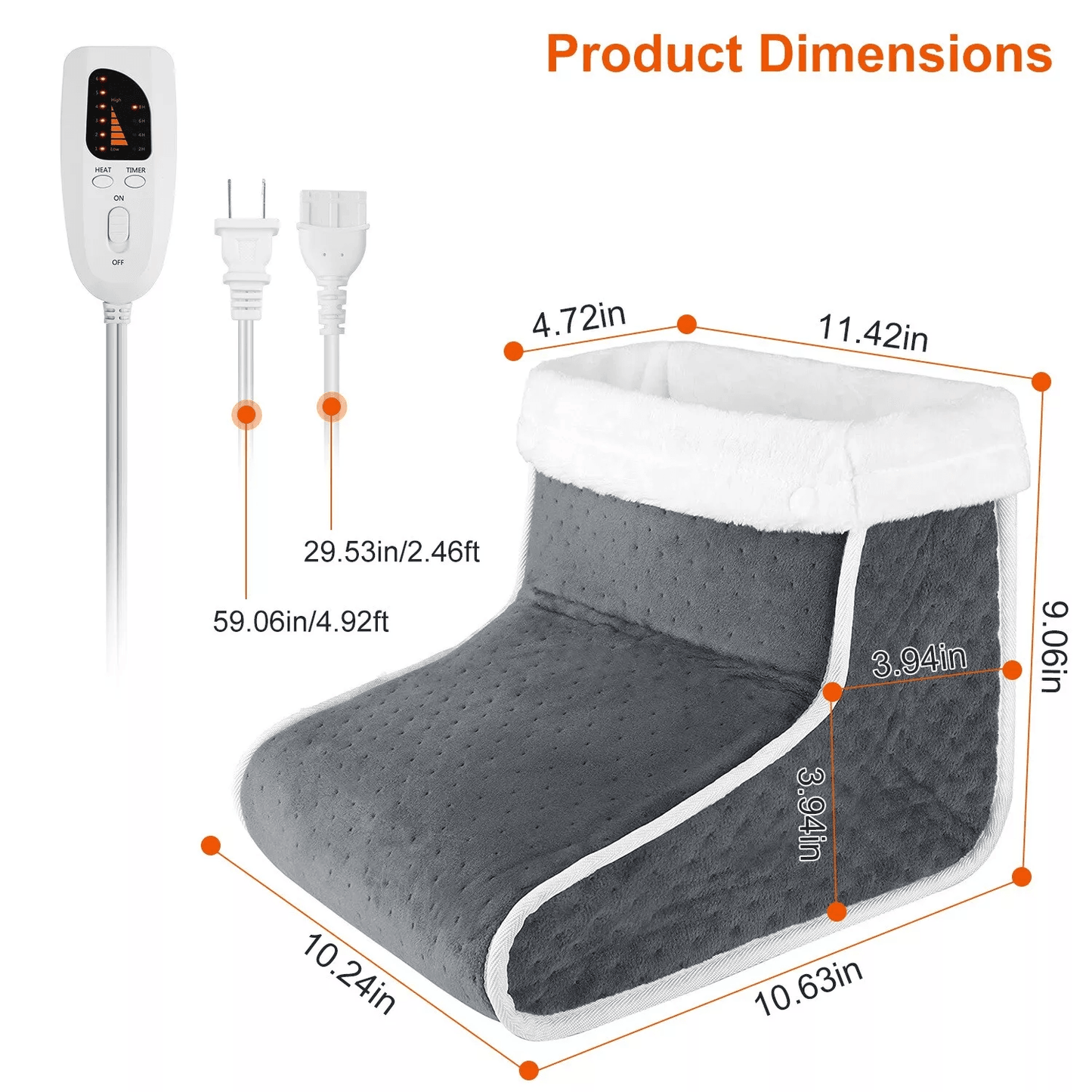 Adjustable 6 Level Electric Heated Foot  Leg Warmer UltraSoft Washable Heating Pad 5
