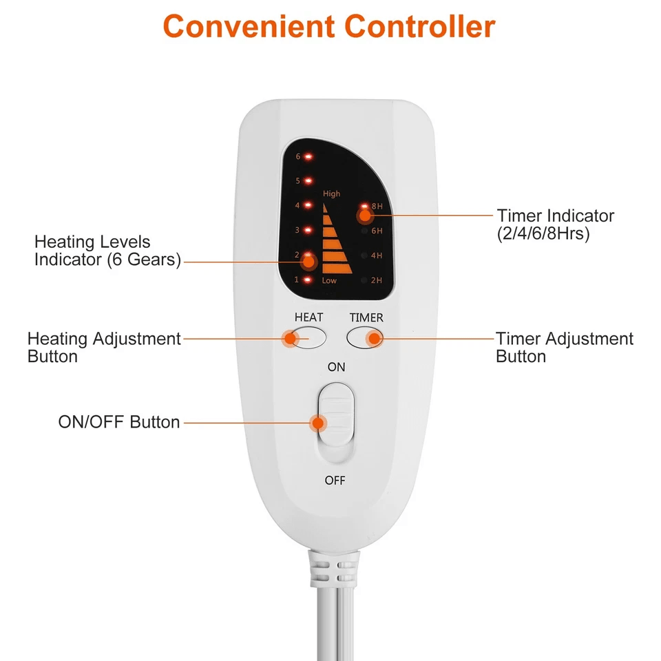 Adjustable 6 Level Electric Heated Foot  Leg Warmer UltraSoft Washable Heating Pad 4