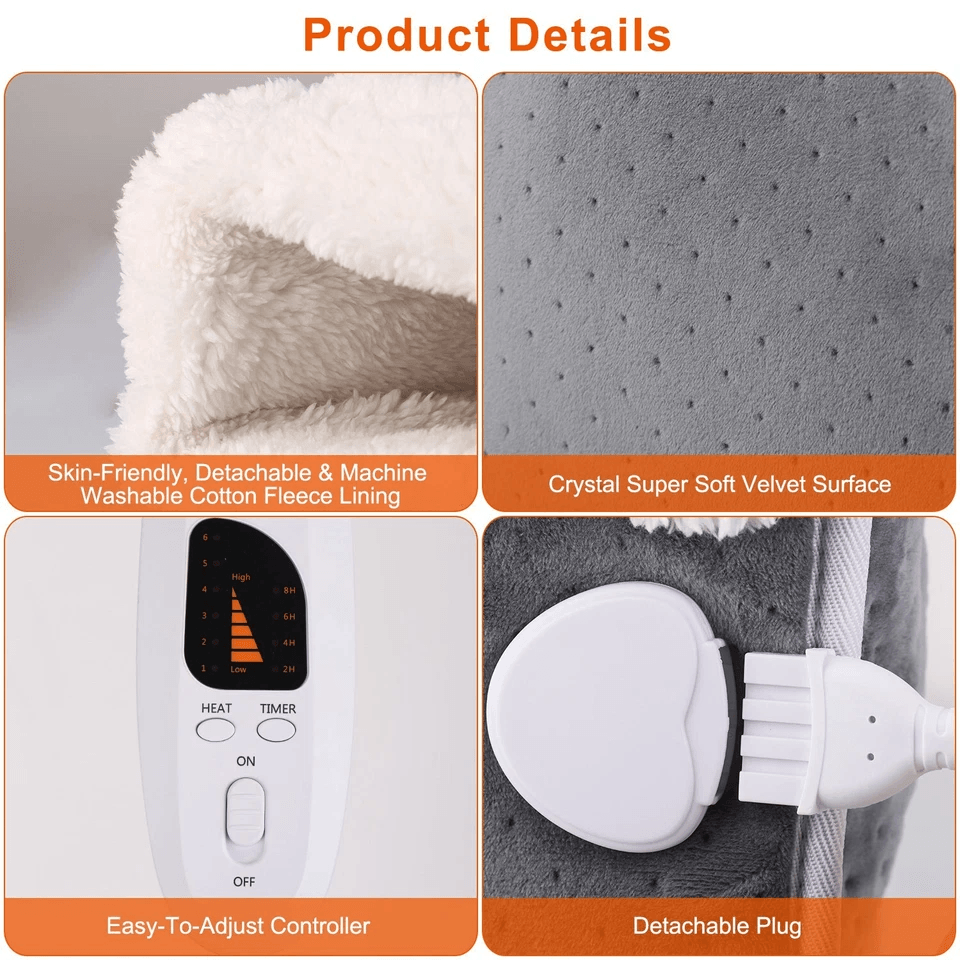 Adjustable 6 Level Electric Heated Foot  Leg Warmer UltraSoft Washable Heating Pad 3