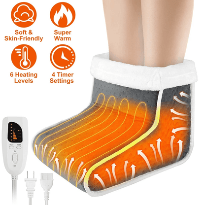 Adjustable 6 Level Electric Heated Foot & Leg Warmer, Ultra-Soft, Washable Heating Pad