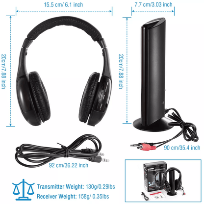 Multifunctional Cordless RF Headphones With Mic Wireless OverEar Headset For TV PC MP3 DVD 4