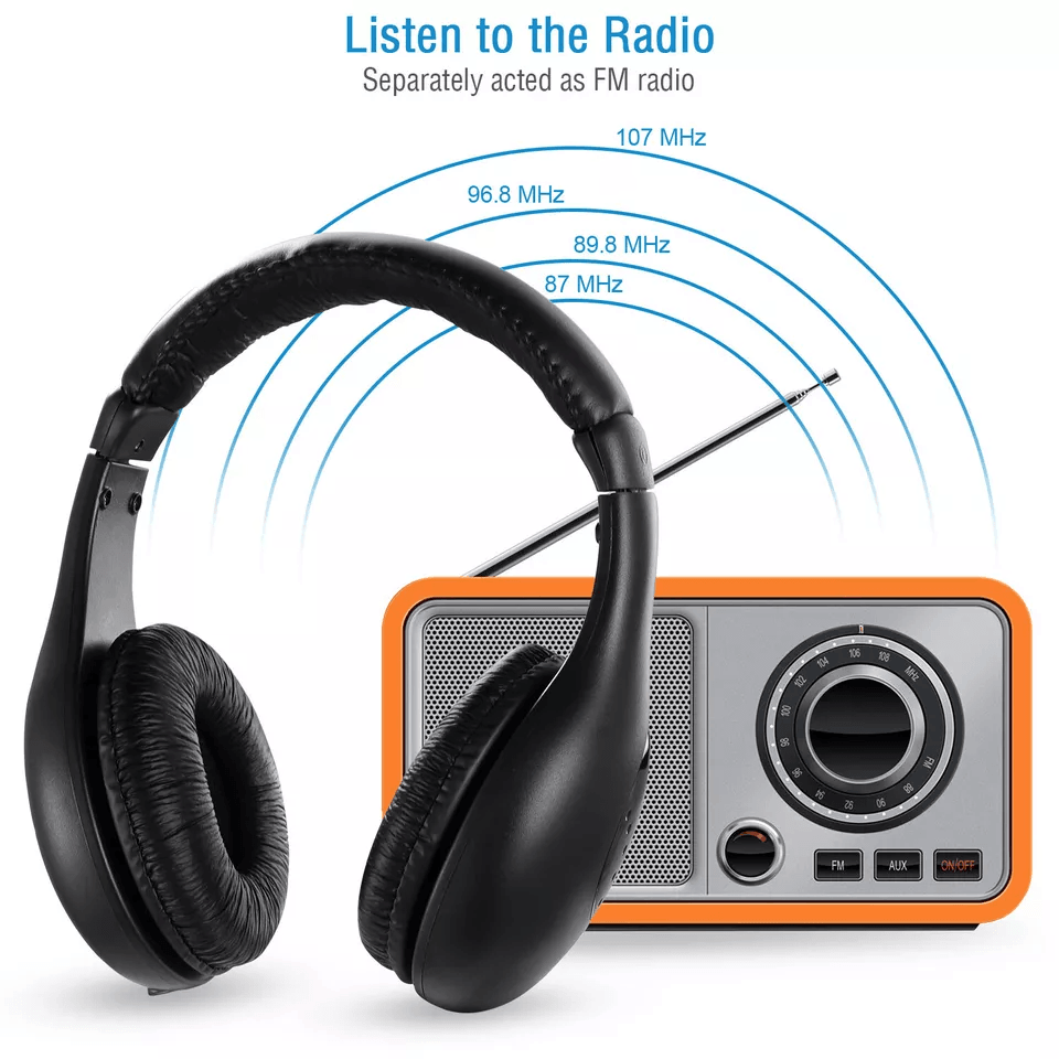 Multifunctional Cordless RF Headphones With Mic Wireless OverEar Headset For TV PC MP3 DVD 2