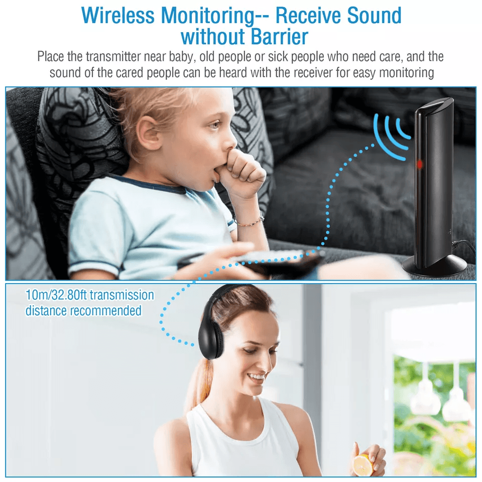 Multifunctional Cordless RF Headphones With Mic Wireless OverEar Headset For TV PC MP3 DVD 1