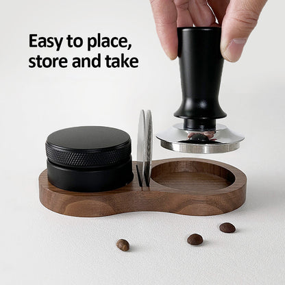 BaristaGrade Coffee Tamper Station  Walnut Wooden Base For Espresso Drip Filter  Tamper Storage 1