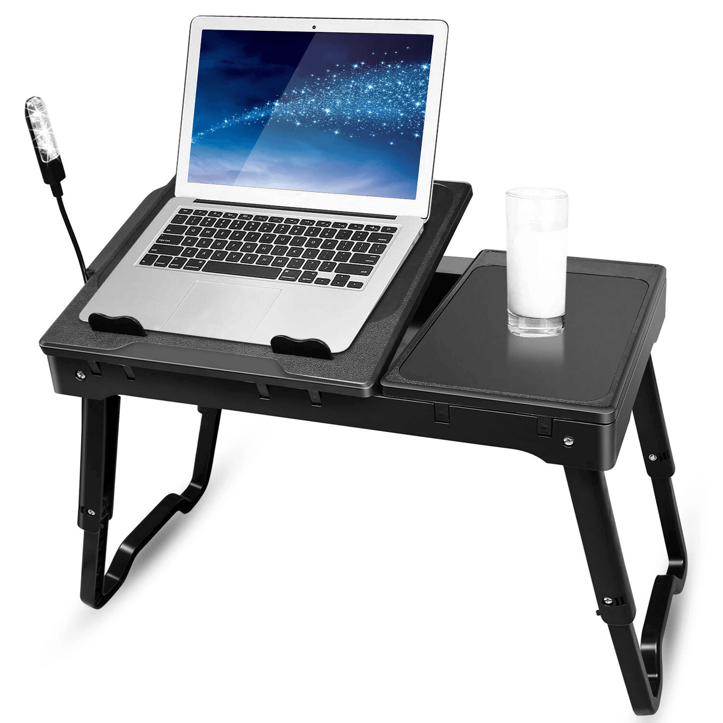 Foldable Laptop Table Stand For Bed Sofa With USB Ports LED Lamp Cooling Fan Portable Adjustable Tr 1