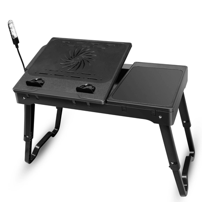 Foldable Laptop Table Stand For Bed Sofa With USB Ports LED Lamp Cooling Fan Portable Adjustable Tr 4
