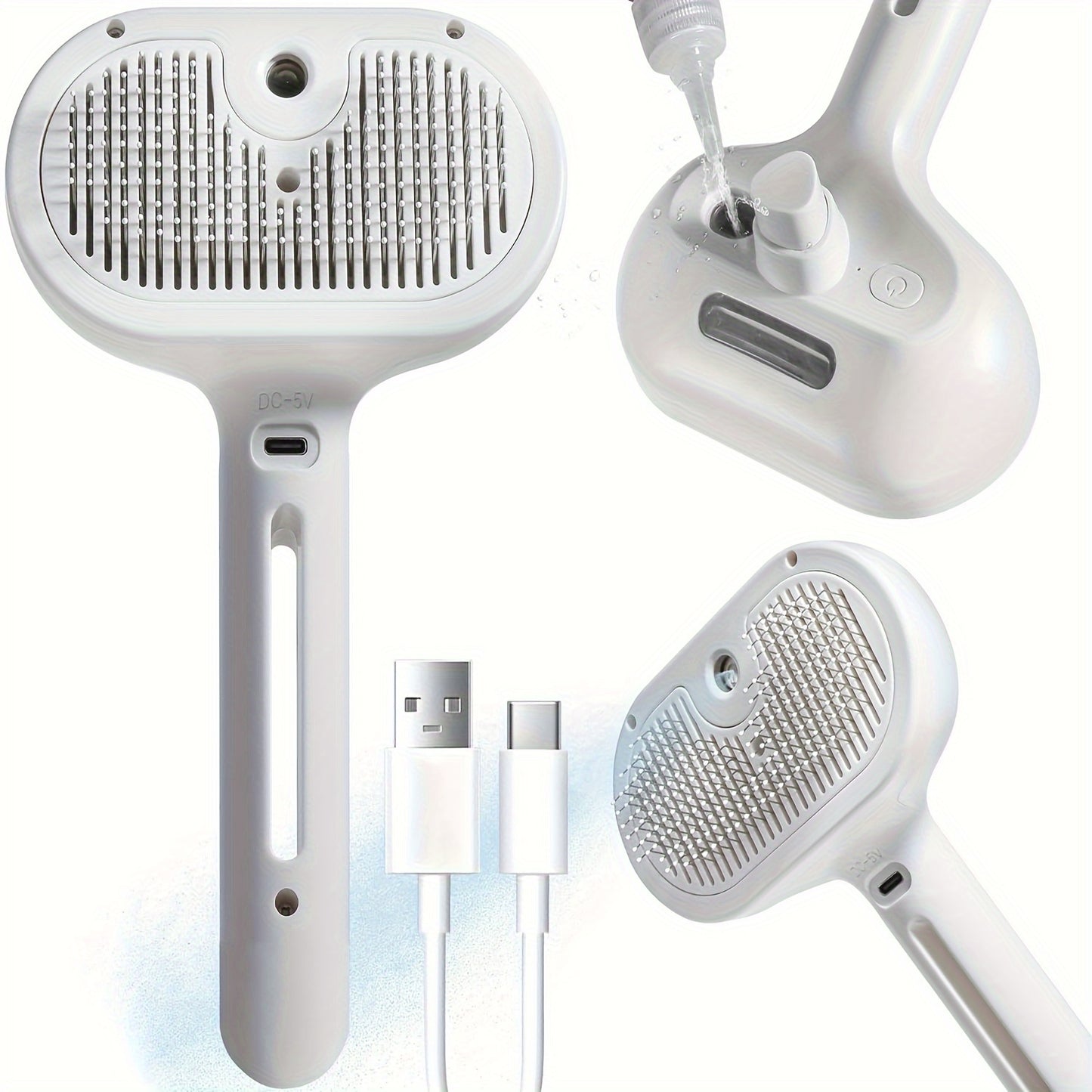 Pet Spray Hair Comb, Water Mist Humidifier & Dematting Brush for Dogs & Cats, Grooming Tool with Ergonomic Design