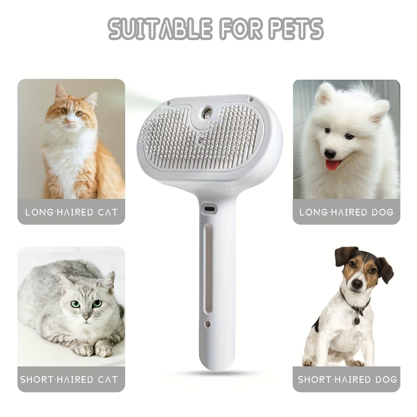 Pet Spray Hair Comb Water Mist Humidifier  Dematting Brush For Dogs  Cats Grooming Tool With Ergono 3