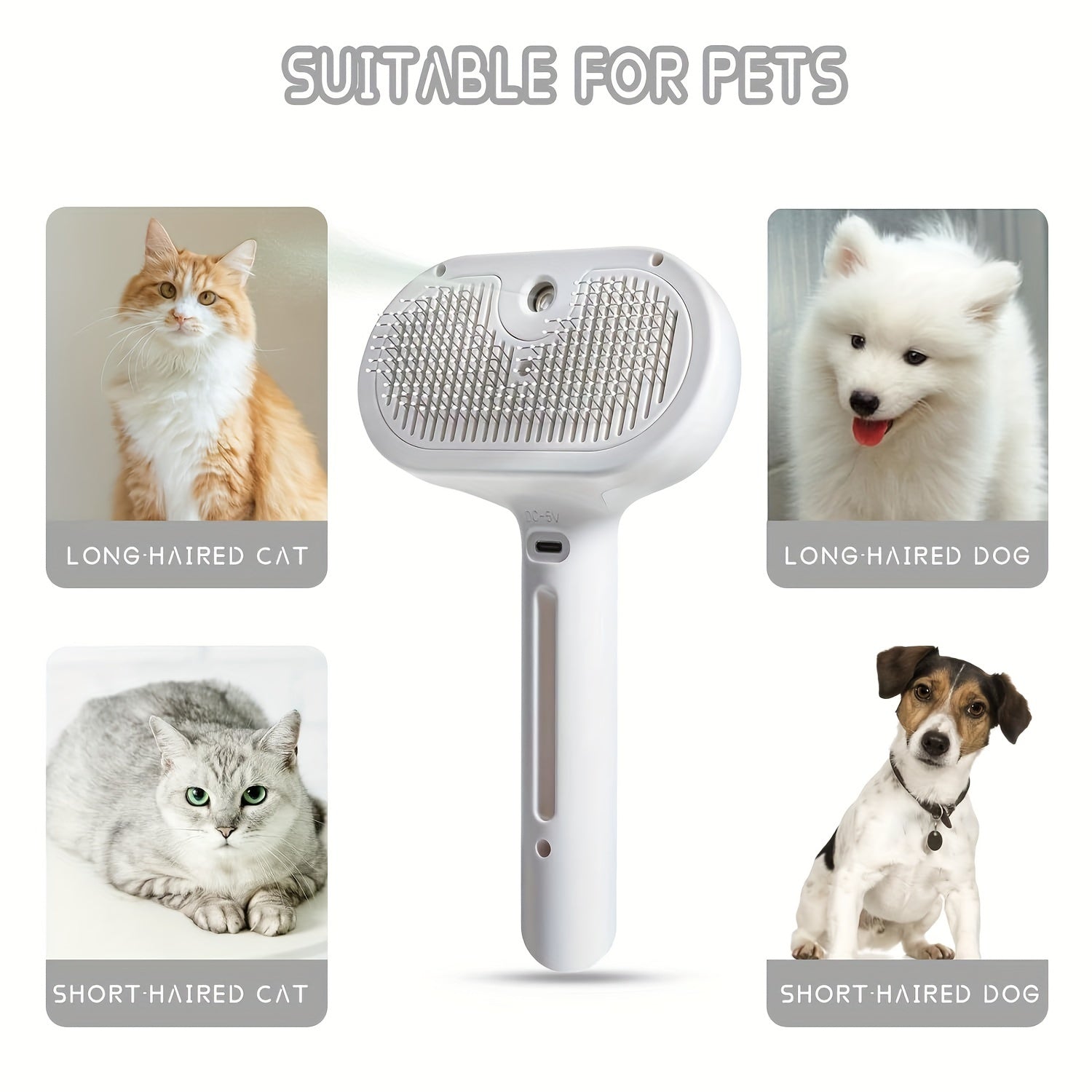 Pet Spray Hair Comb Water Mist Humidifier  Dematting Brush For Dogs  Cats Grooming Tool With Ergono 3