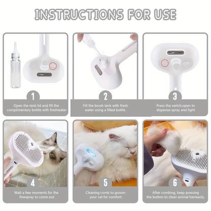 Pet Spray Hair Comb Water Mist Humidifier  Dematting Brush For Dogs  Cats Grooming Tool With Ergono 4