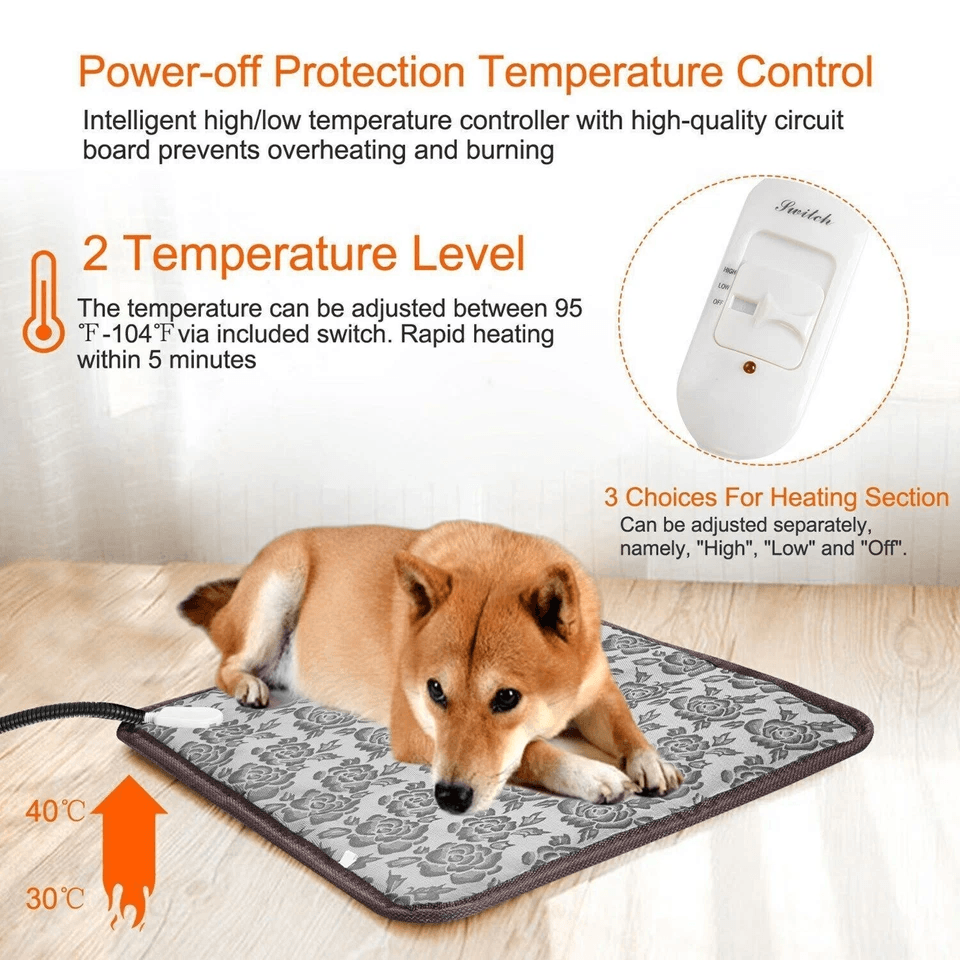 Pet Heating Pad Cats Electric Outdoor Dog Warming Bed Mat Waterproof Chew Resistant Adjustable Temp 6