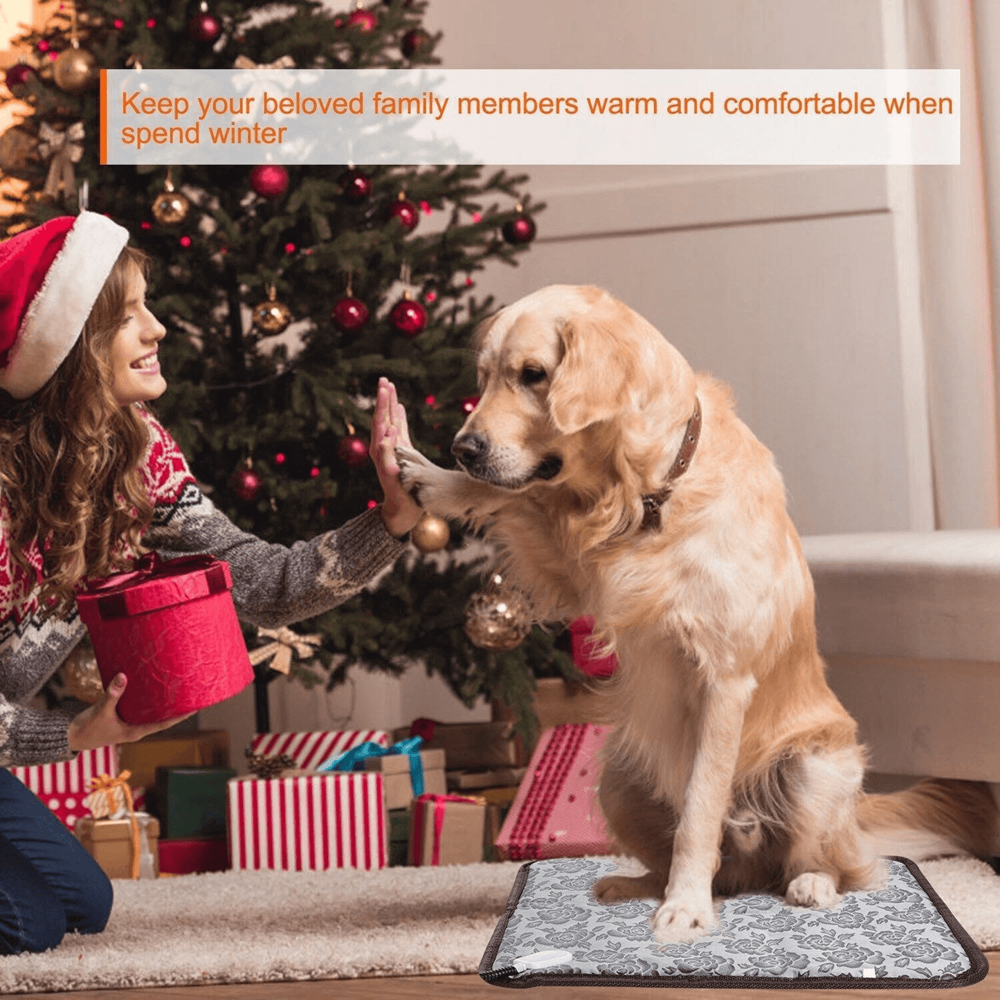 Pet Heating Pad Cats Electric Outdoor Dog Warming Bed Mat Waterproof Chew Resistant Adjustable Temp 1