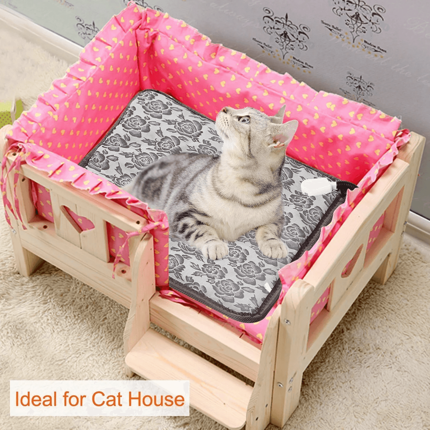 Pet Heating Pad Cats Electric Outdoor Dog Warming Bed Mat Waterproof Chew Resistant Adjustable Temp 2