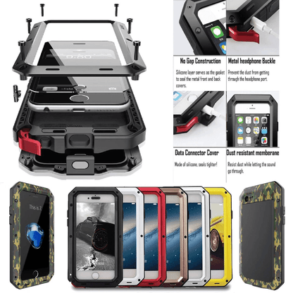 Shockproof Aluminum Metal Armor Case Cover With Tempered Glass For IPhone Heavy Duty Protection 1