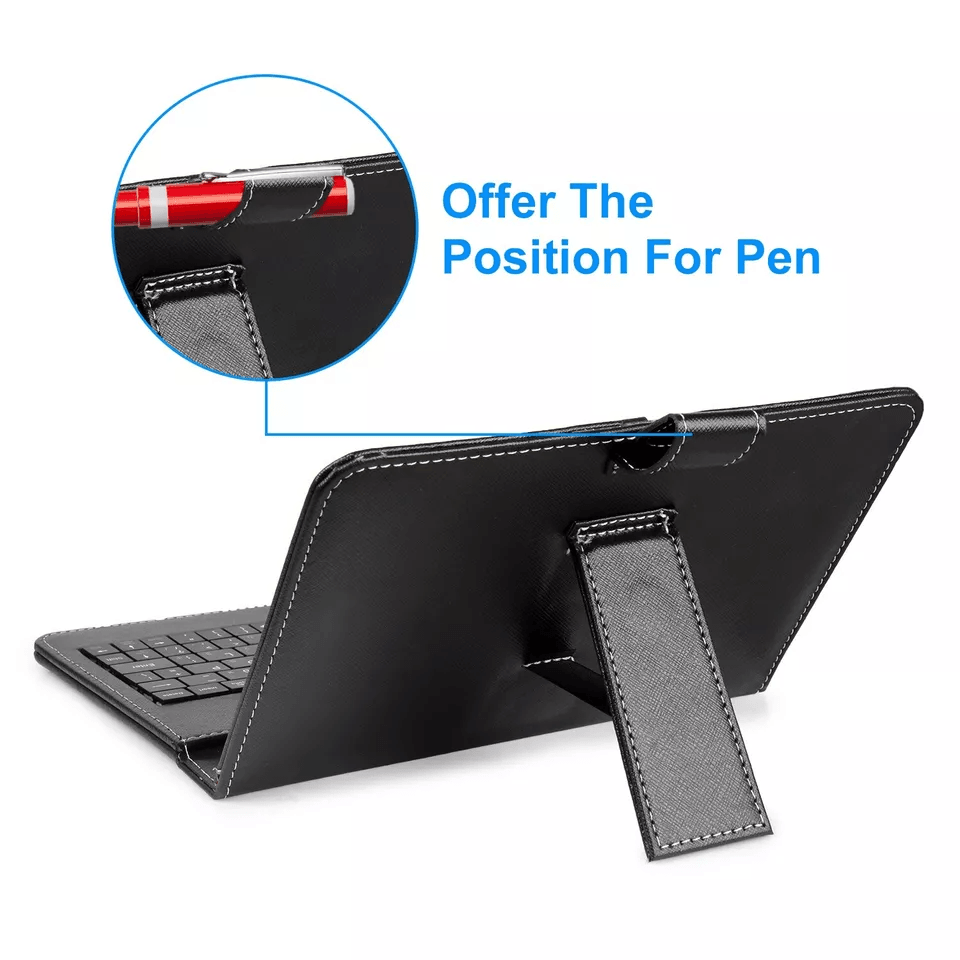 Android Tablet Slim PU Leather Case With USB Keyboard  Stand 5