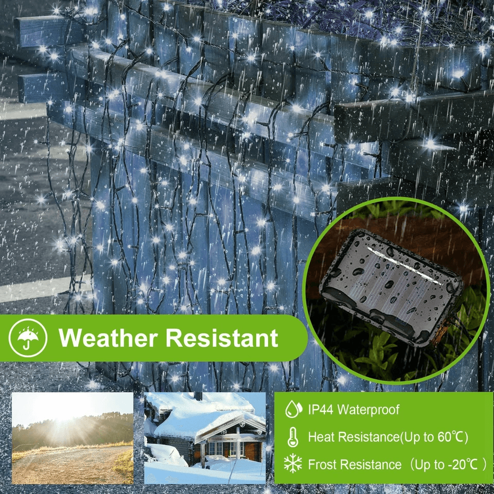 LED Solar Powered String Fairy Lights Outdoor Garden Christmas Decor With Modes Waterproof Wire For 3