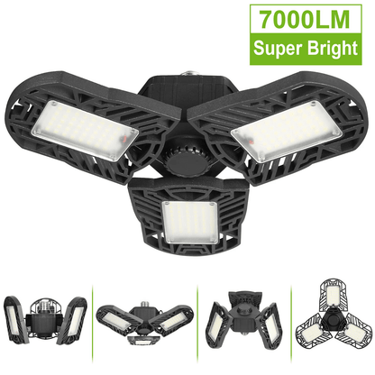 LED Garage Lights, Deformable LED Garage Ceiling Light with Adjustable Panels, Ultra Bright LED Shop Light for Workshop.
