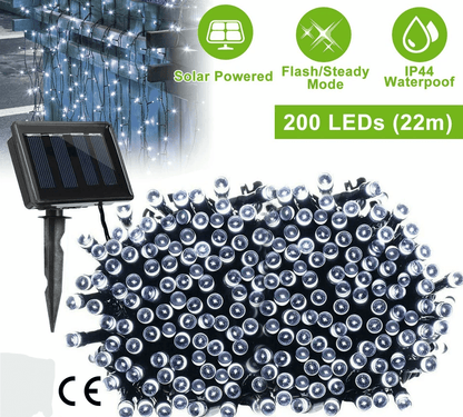 LED Solar Powered String Fairy Lights Outdoor Garden Christmas Decor With Modes Waterproof Wire For 1