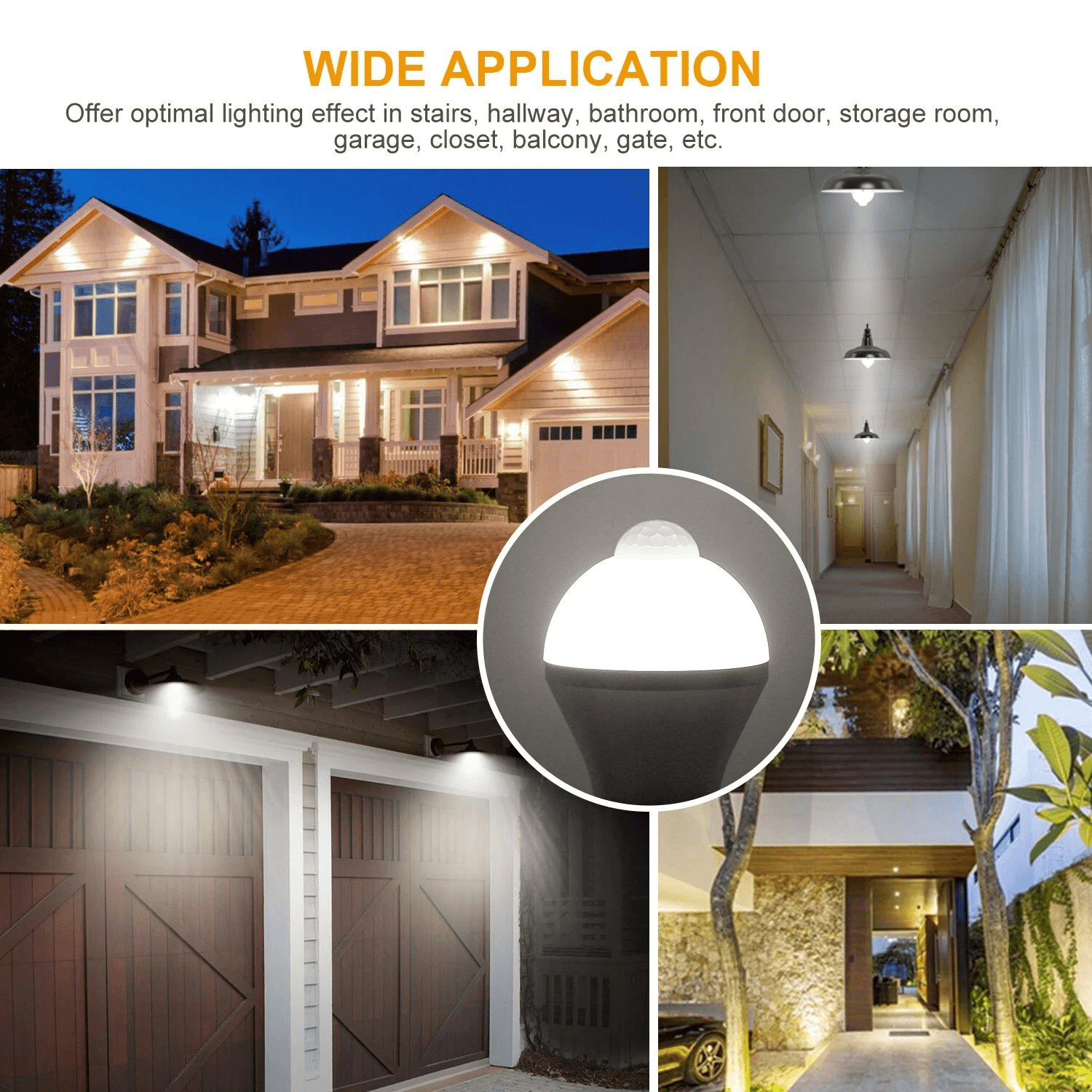 Motion Sensor Light Bulb 9W 5W E27 LED Dusk To Dawn  Motion Activated Indoor Outdoor Security Light 8