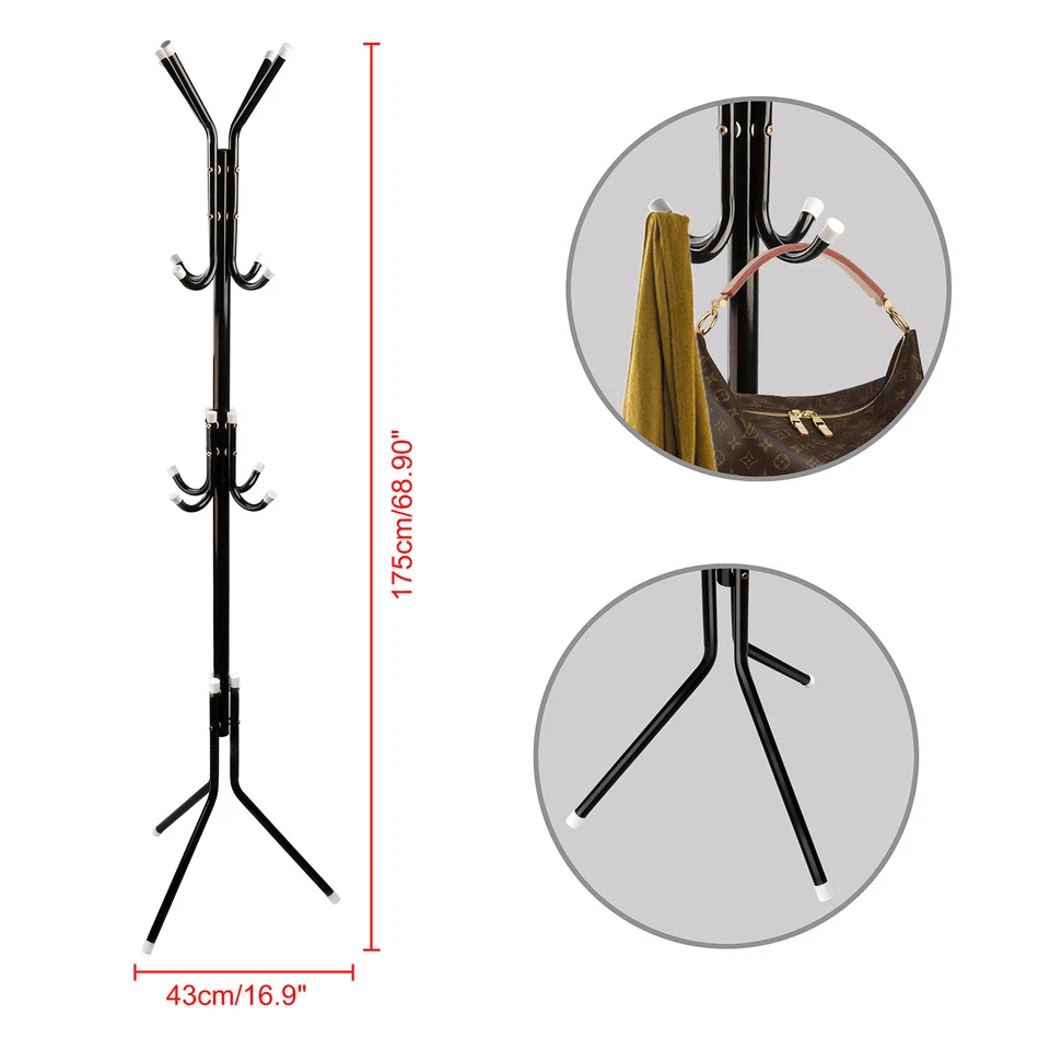 Metal Coat And Hat Rack Organizer With Hooks Clothes Hanger Stand For Handbags Scarves  Office Entr 6