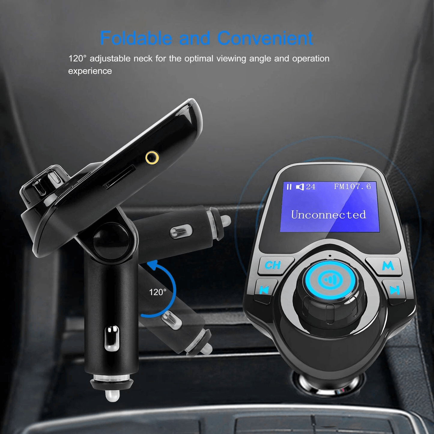 Car FM Transmitter AUX Wireless Radio Adapter USB Charger MP3 Player Dual USB Ports HandsFree Calli 7