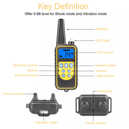 Dog Training Collar Rechargeable Remote Vibration Shock Beep Pet Trainer With Waterproof Receiver   8