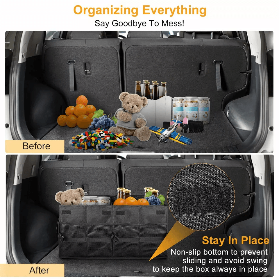 Collapsible Car Trunk Organizer With Cover MultiCompartment Cargo Storage Box 4