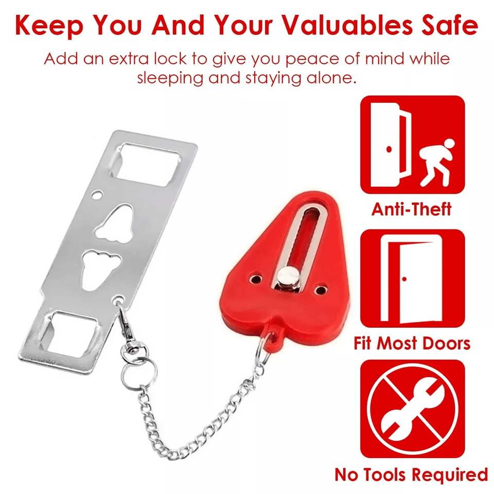 AntiTheft Portable Door Lock Home  Travel Safety Security Tool For Hotel Rooms Apartments Dorms  Re 3