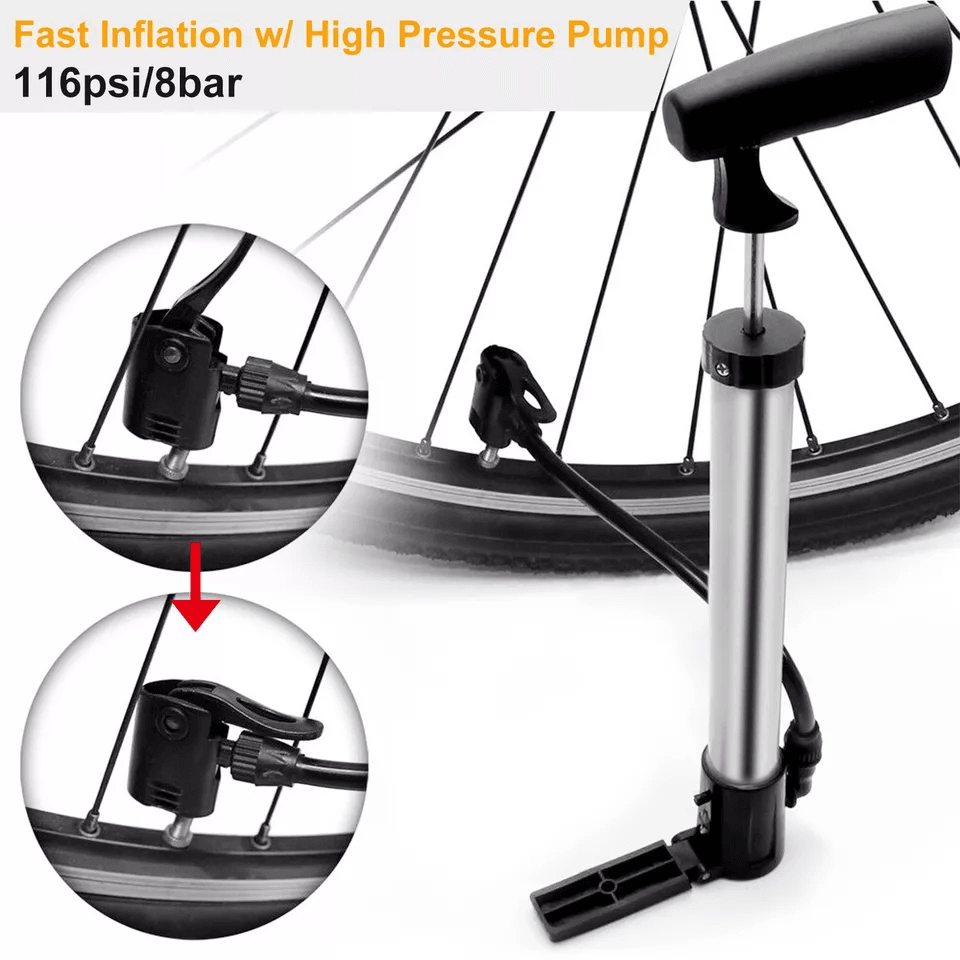 Portable Mini Bike Pump Hand Tire Inflator For Presta  Schrader Valves Compact Bicycle Air Pump For 3