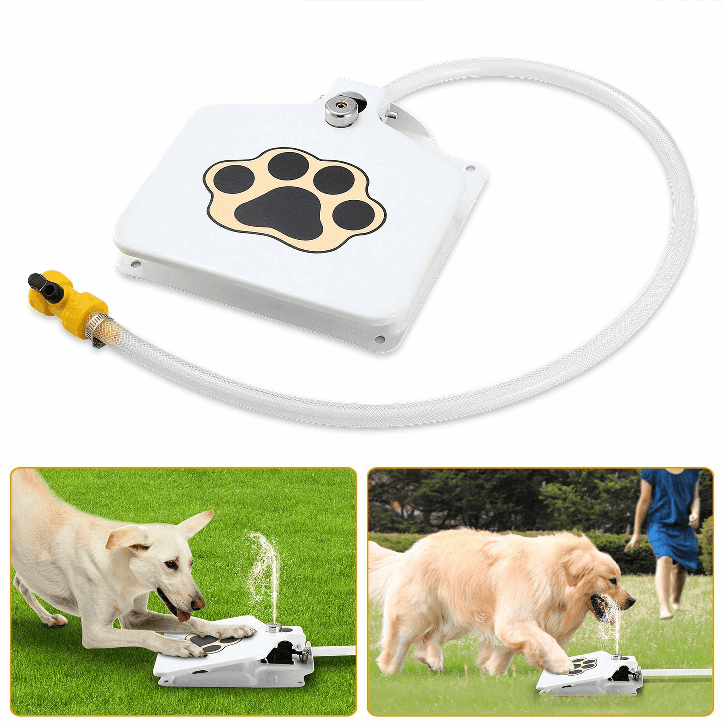 Outdoor Pet Water Fountain with Step-On Pedal, Dog Valve Dispenser System for Clean Fresh Drinking Water Anytime