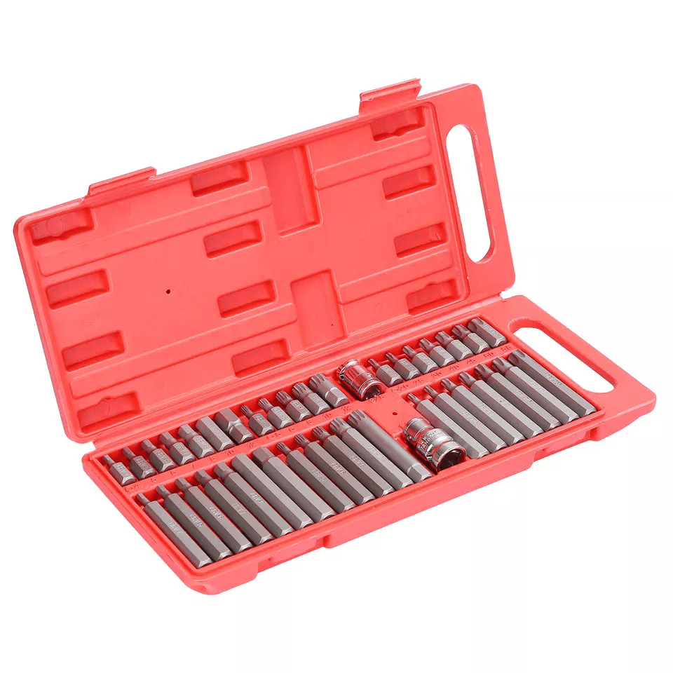 HeavyDuty Vanadium Steel Hex Torx Spline Bit Set CRV Socket Tool Kit With Drive Connectors 8
