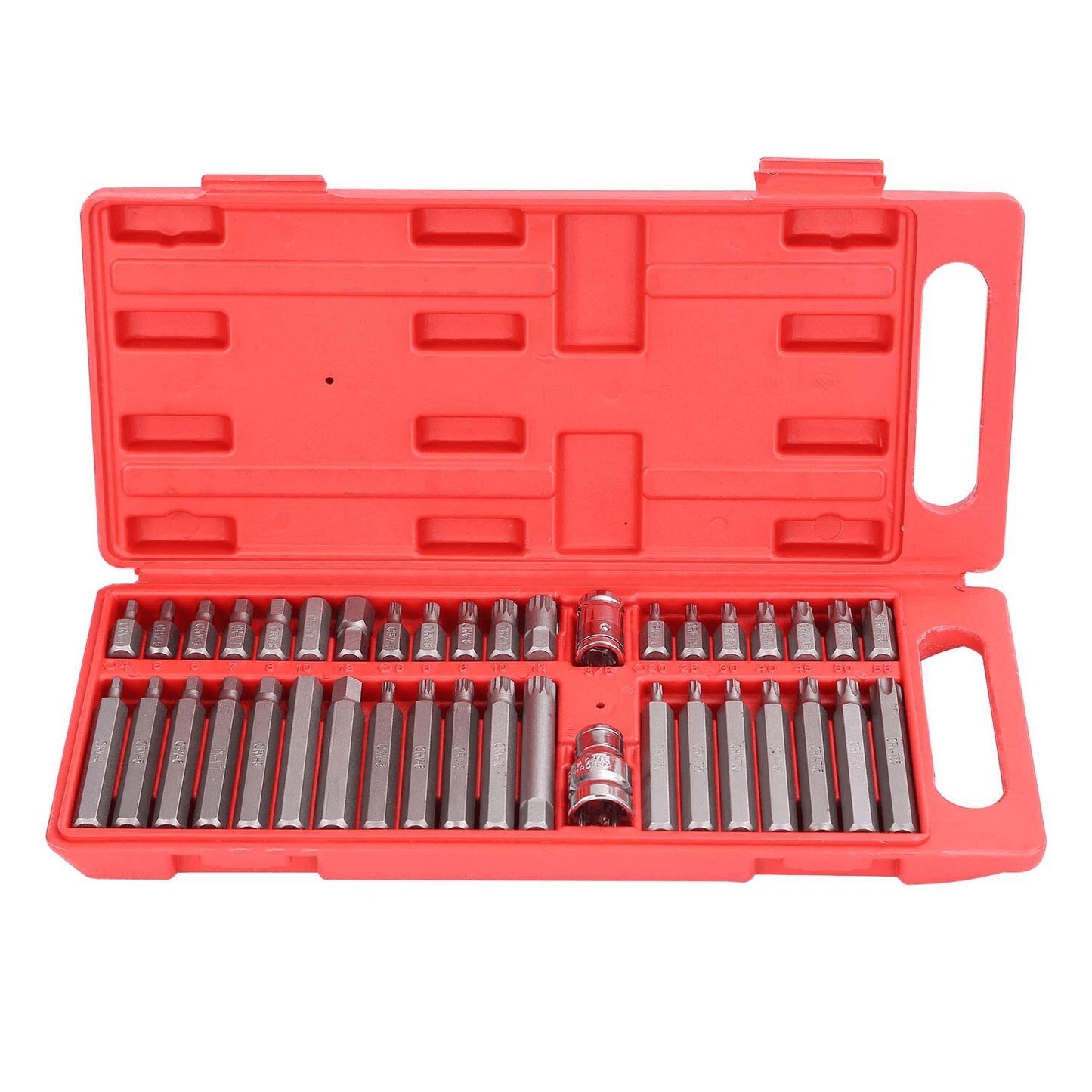 Heavy-Duty Vanadium Steel Hex Torx Spline Bit Set, CRV Socket Tool Kit with Drive Connectors