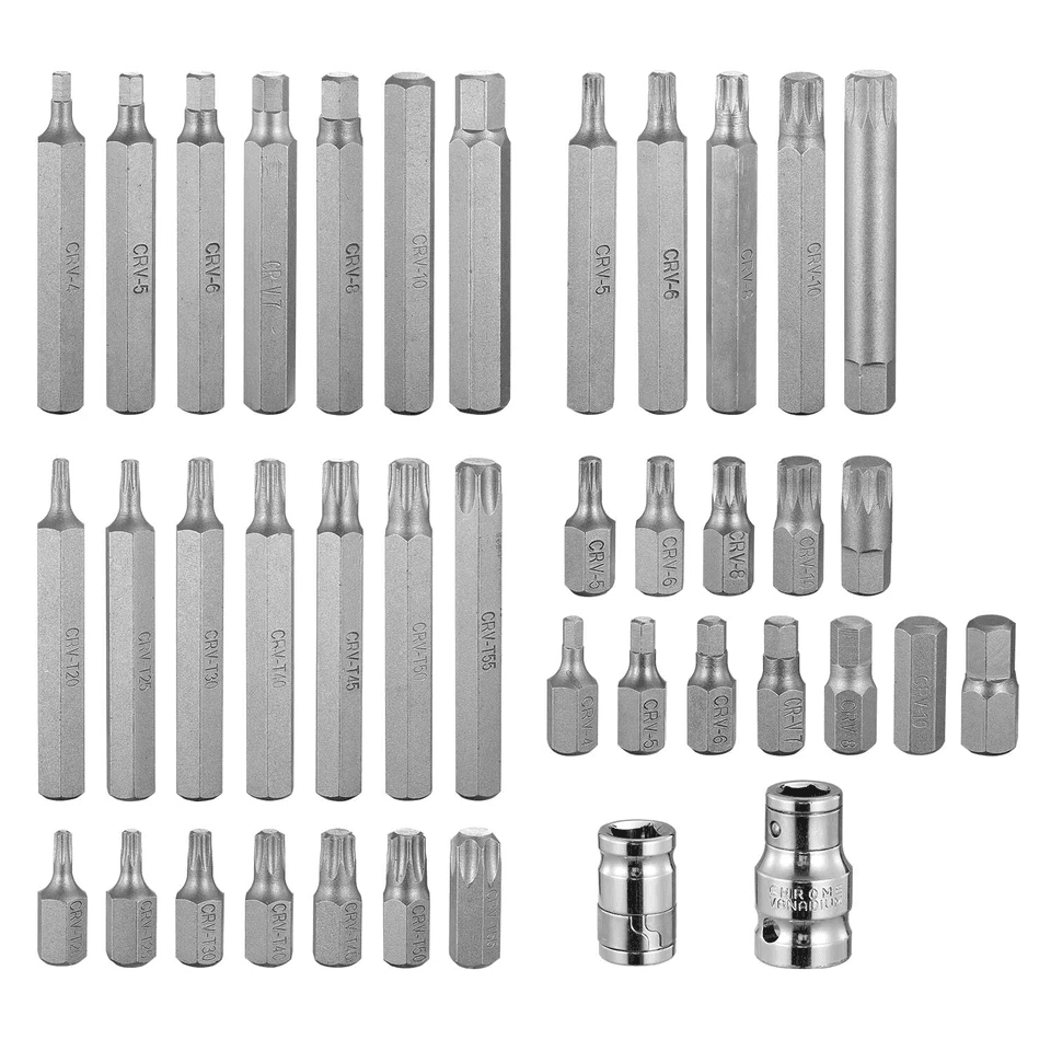 HeavyDuty Vanadium Steel Hex Torx Spline Bit Set CRV Socket Tool Kit With Drive Connectors 4