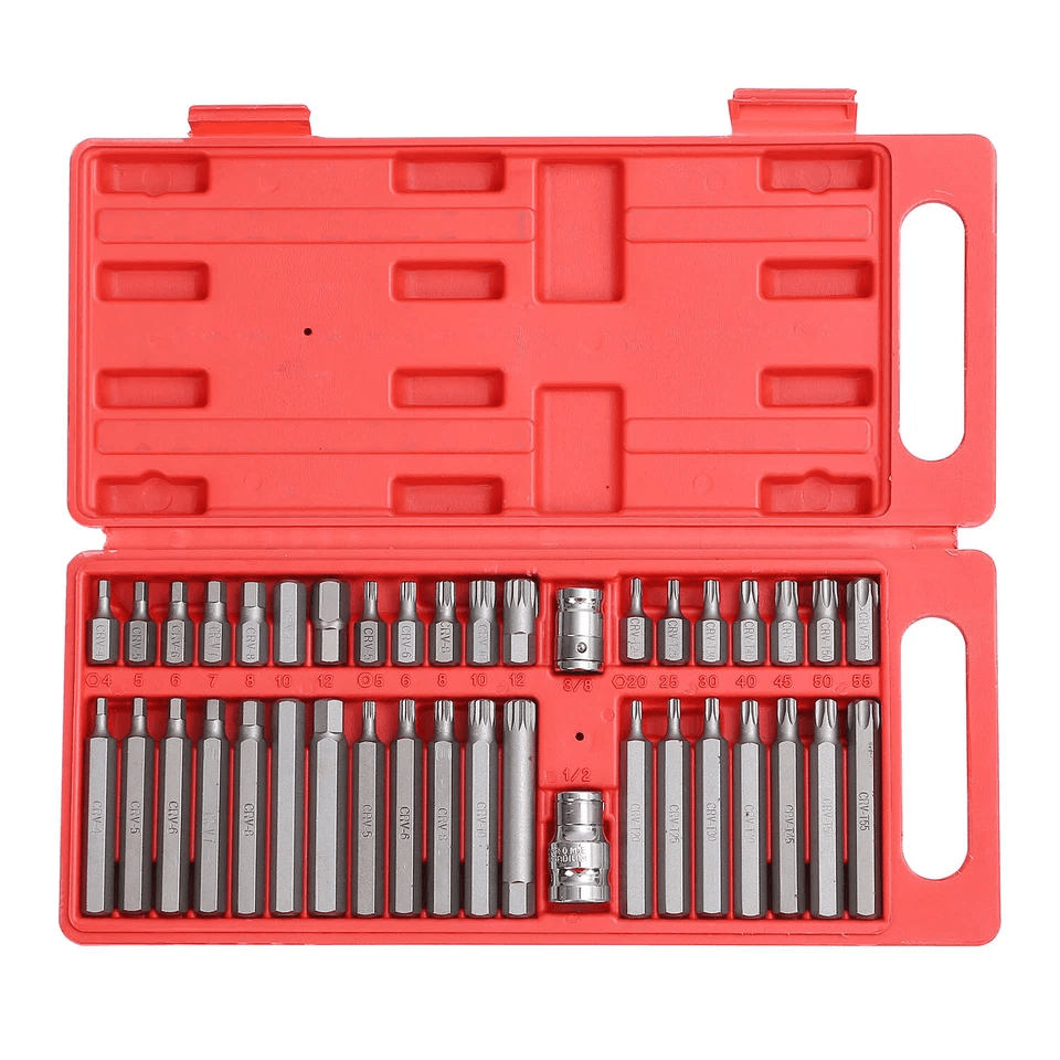 HeavyDuty Vanadium Steel Hex Torx Spline Bit Set CRV Socket Tool Kit With Drive Connectors 6