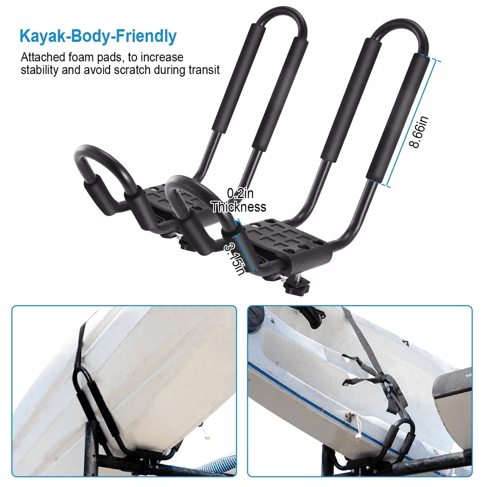 HeavyDuty JBar Rack Kayak Carrier Canoe Surf And Paddle Board Roof Mount For Car SUV Truck Crossbar 6