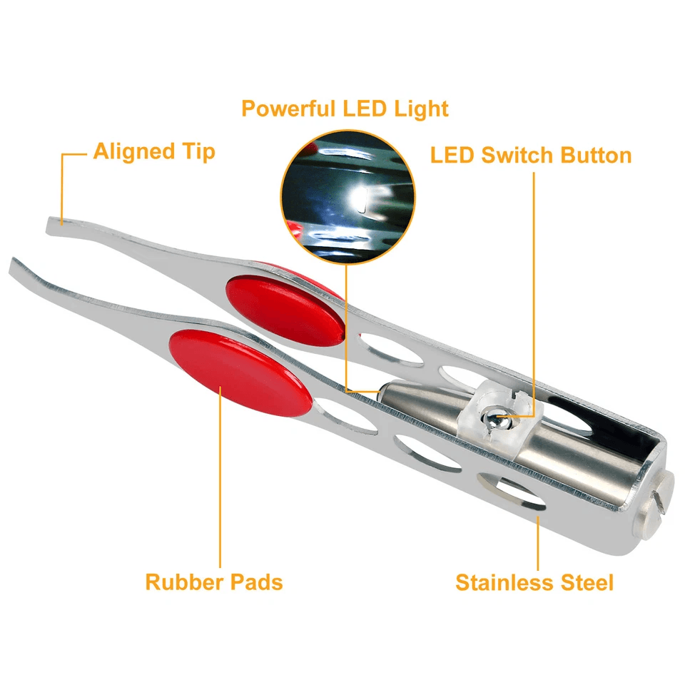 MAKE UP LED LIGHT Tweezer Precision EYELASH  EYEBROW HAIR REMOVER TWEEZERS With Lighted Tip For Fac 5