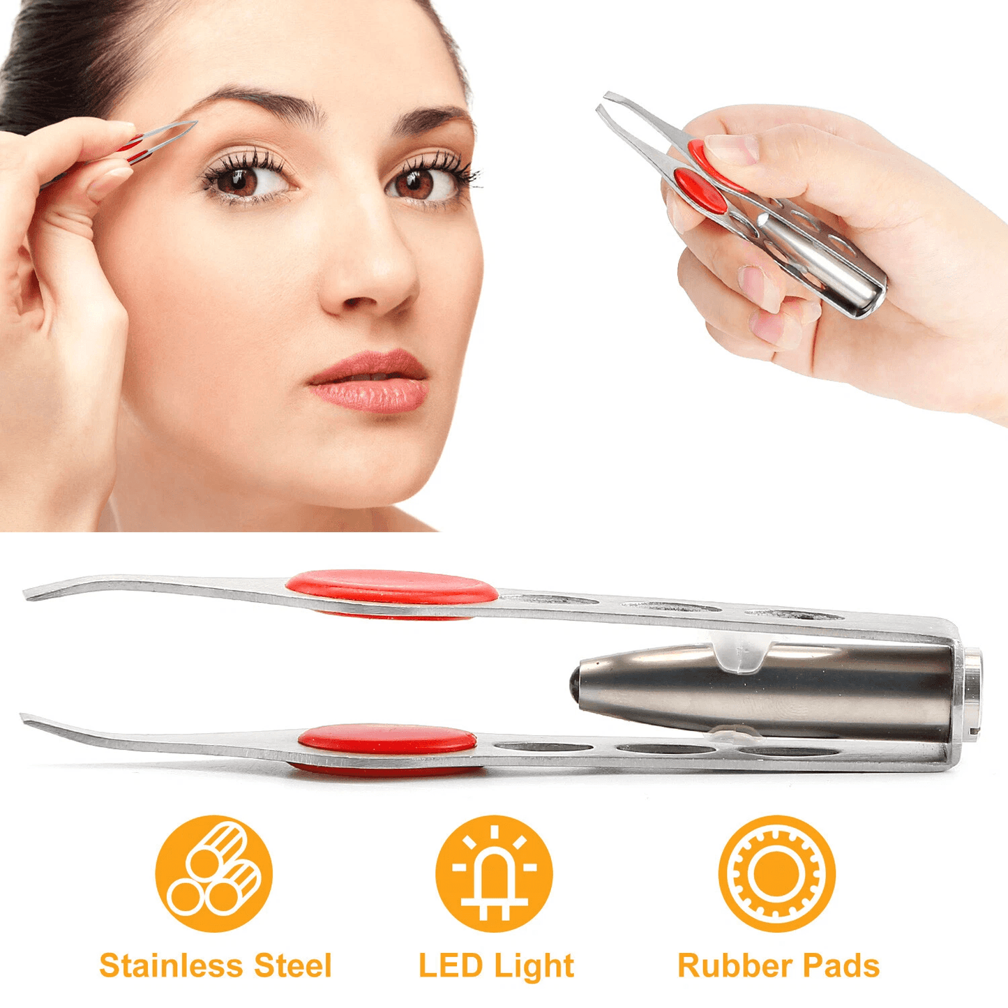 MAKE UP LED LIGHT Tweezer, Precision EYELASH & EYEBROW HAIR REMOVER TWEEZERS with Lighted Tip for Facial Hair Plucking