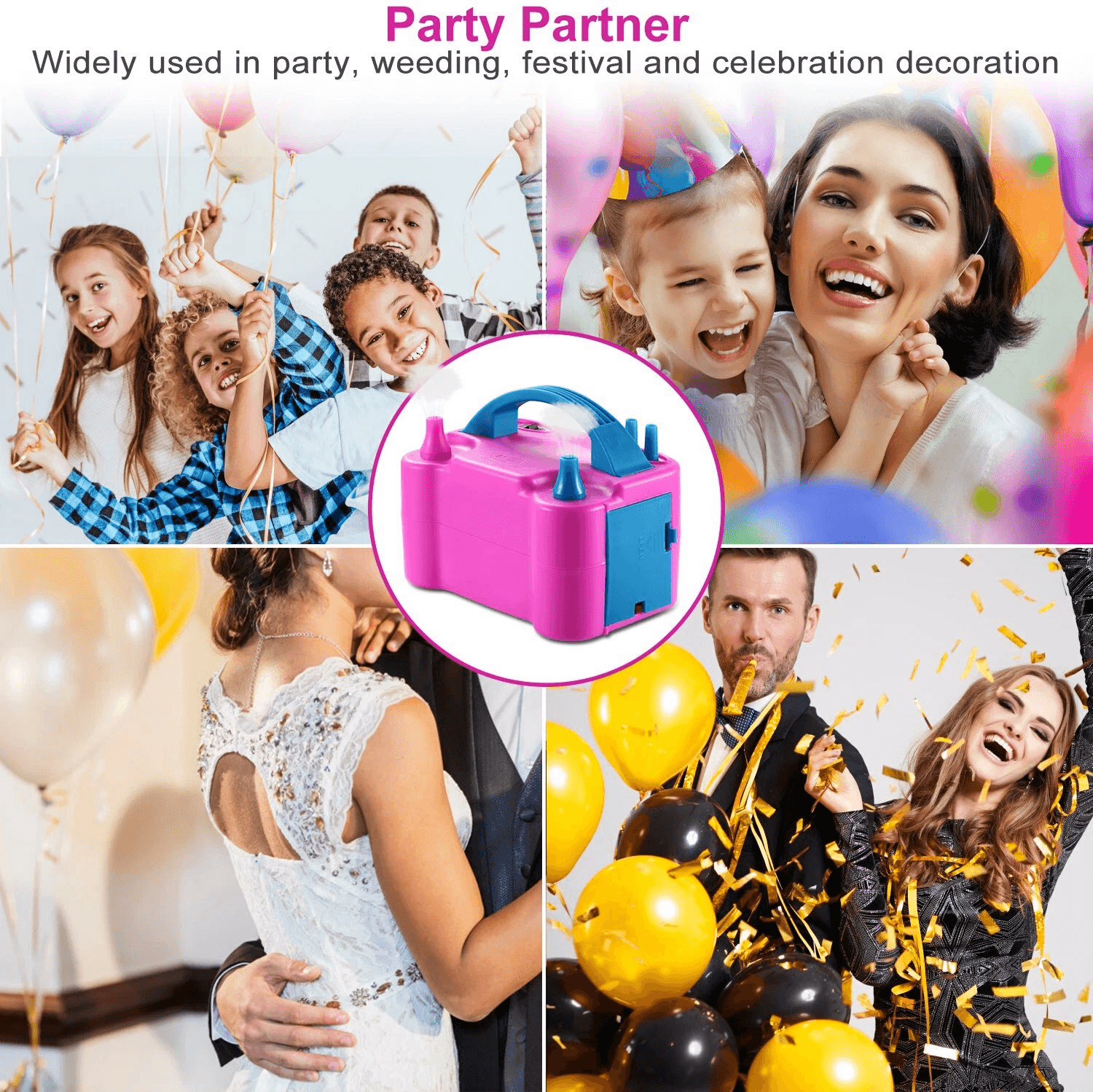 Electric Balloon Pump Dual Nozzle Air Blower Inflator For Late Balloons Fast Portable Balloon Infla 2