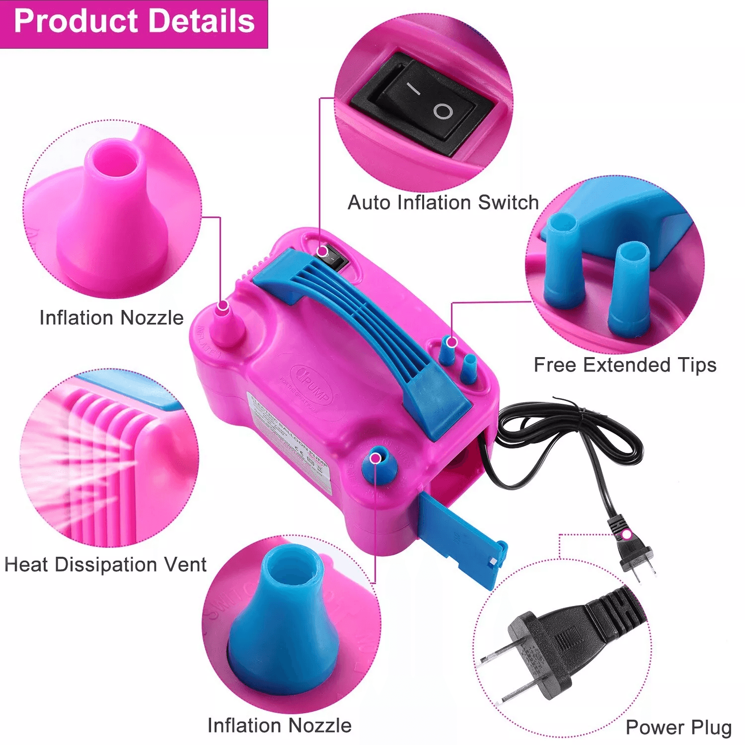 Electric Balloon Pump Dual Nozzle Air Blower Inflator For Late Balloons Fast Portable Balloon Infla 5