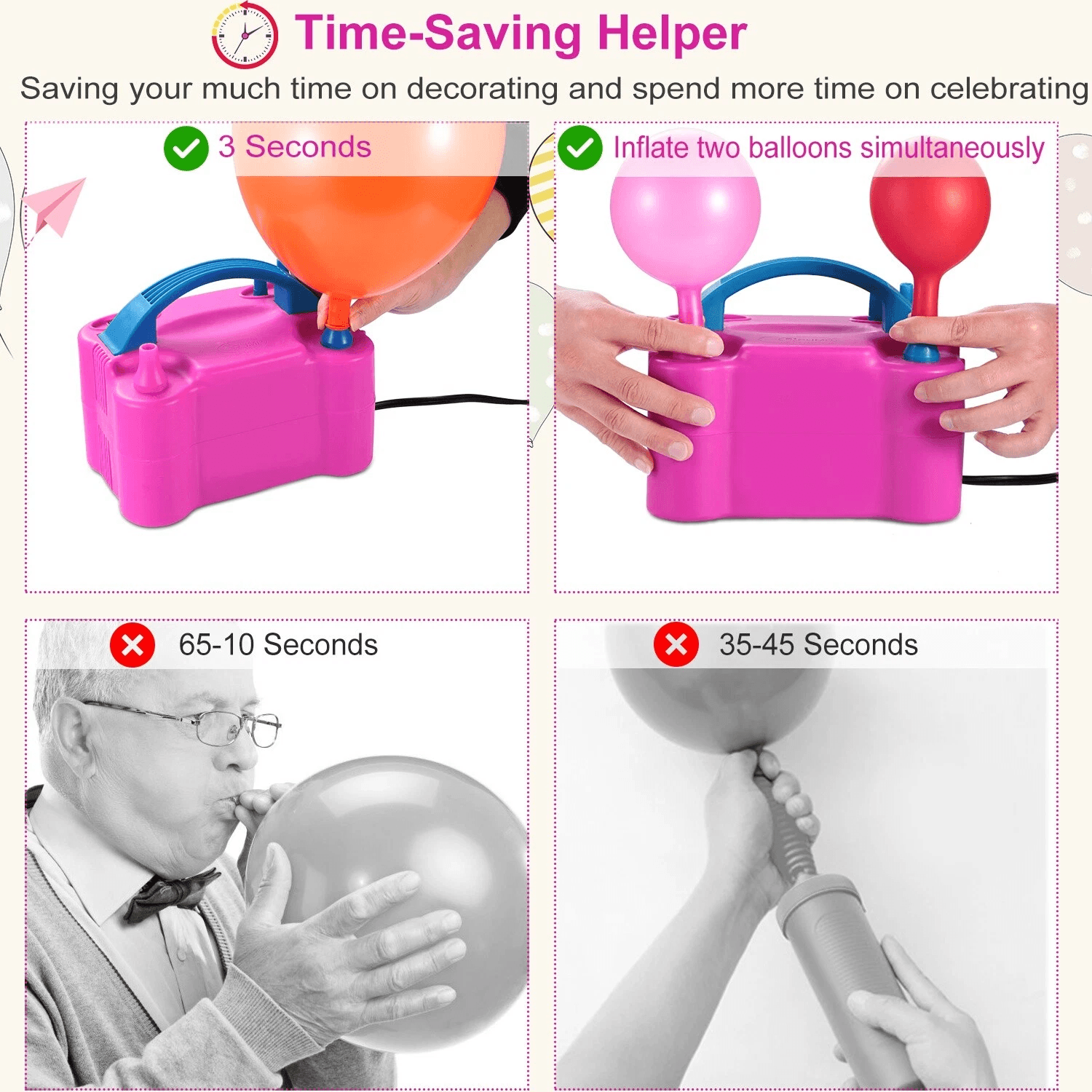 Electric Balloon Pump Dual Nozzle Air Blower Inflator For Late Balloons Fast Portable Balloon Infla 6